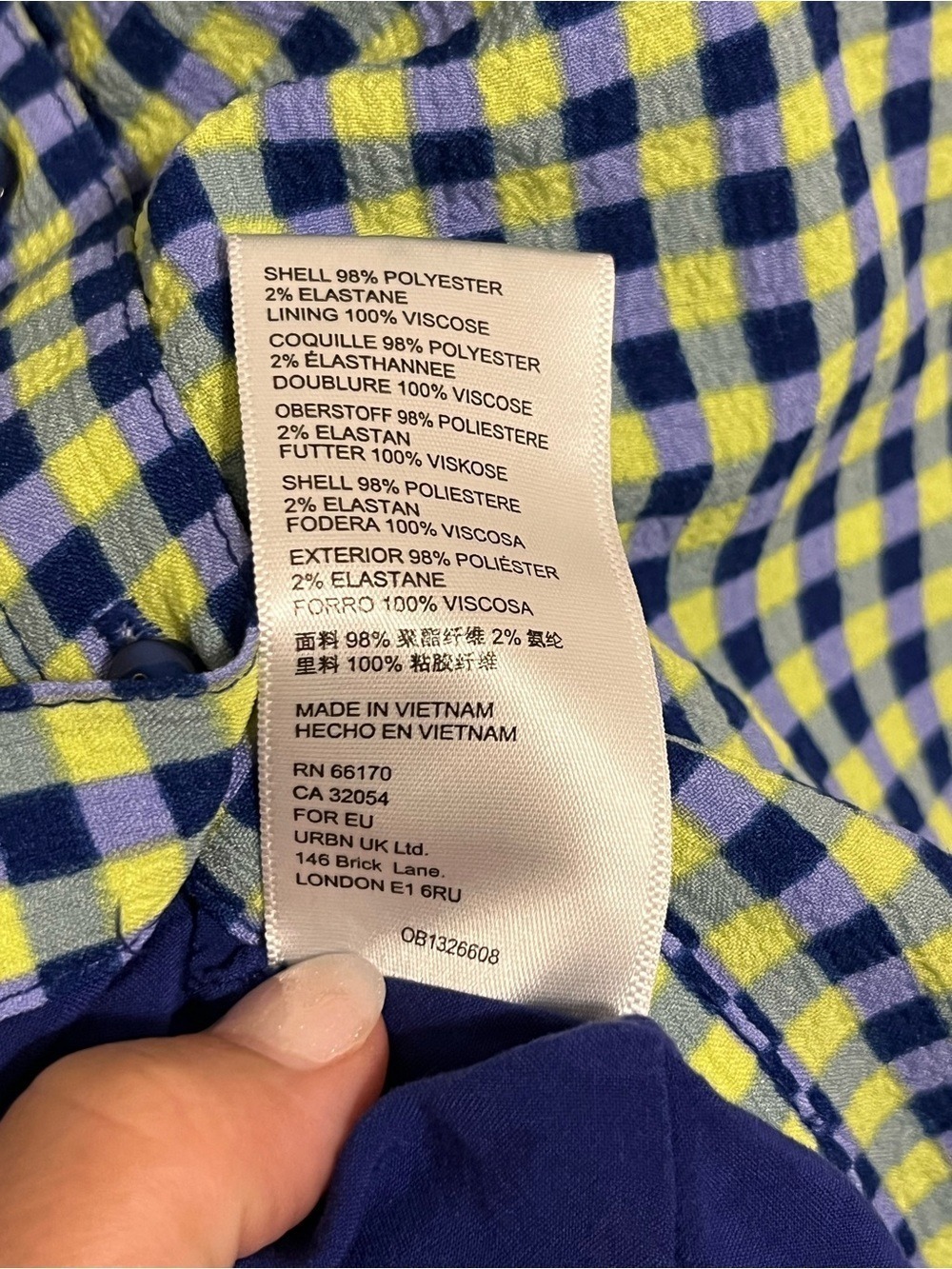 Urban Outfitters Blue Yellow Plaid Seersucker Feel Mini Dress XS/S Preppy Twee - Picture 7 of 8